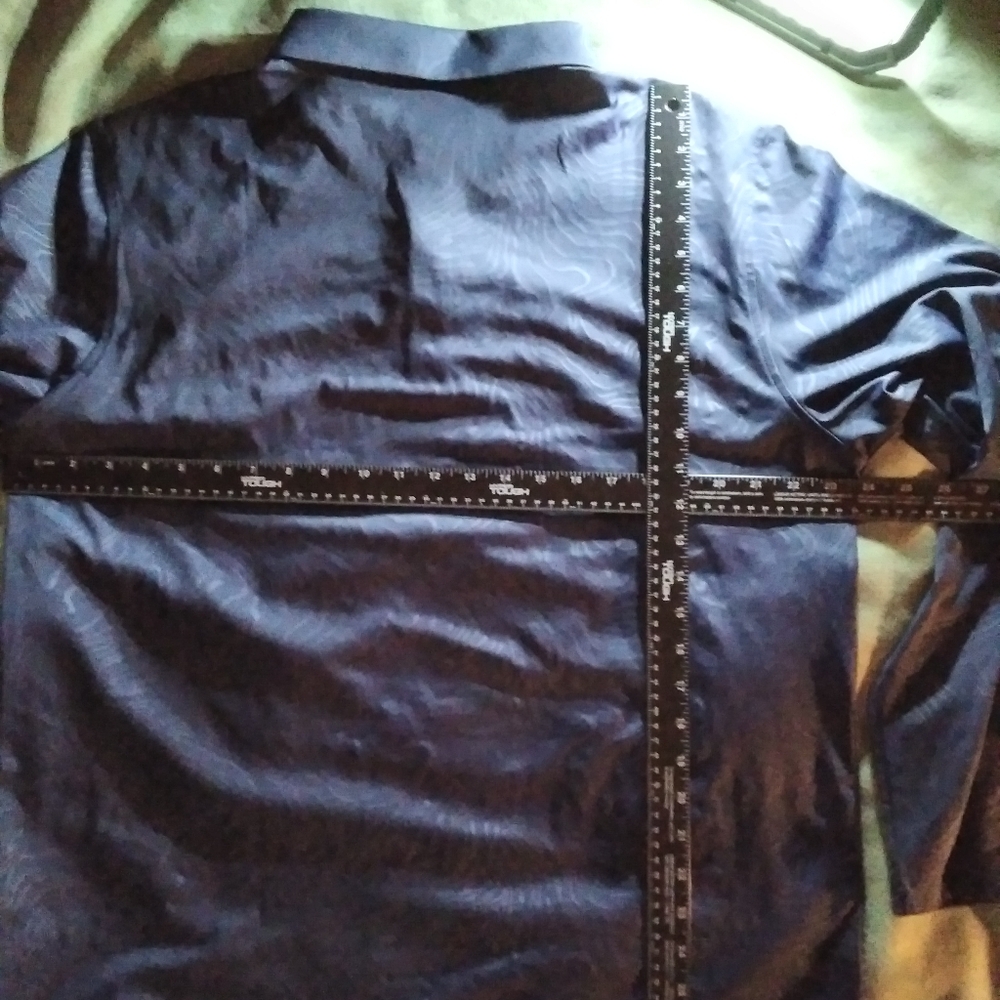 MAelreg performance polo Long sleeve XL Dark blue swirl pattern yellow t… - Picture 11 of 15